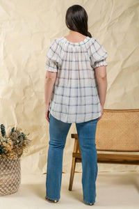 Blu Pepper - Smocked Neckline Woven Top - Plus