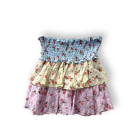 flowers by zoe Girl's Floral Tiered Skirt in pink eyelet - kids' skirt - detail view