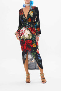 Camilla - Long Split Front Twist Dress