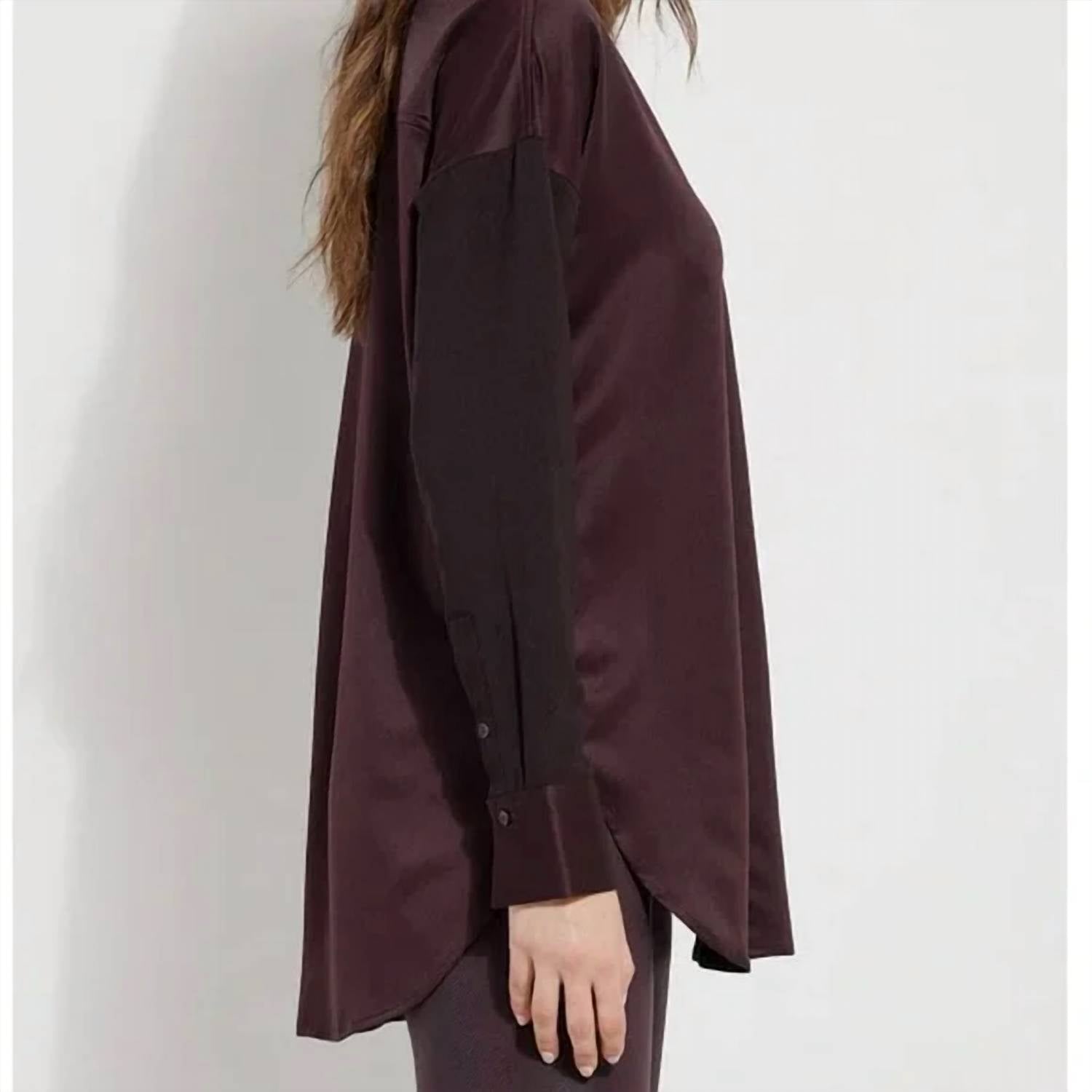 Lysse Token Pullover Satin Top in lava - women's blouse - alternate view