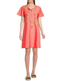 Johnny Was - FLUTTER SLEEVE HENLEY DRESS CALISTA