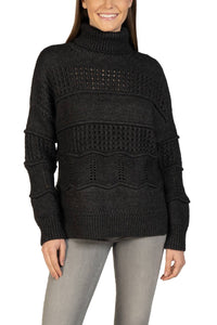 Love Token - Cable Knit Turtleneck Pullover Sweater