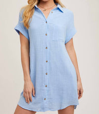 Bluivy - Button-up Shirt Dress With Pockets