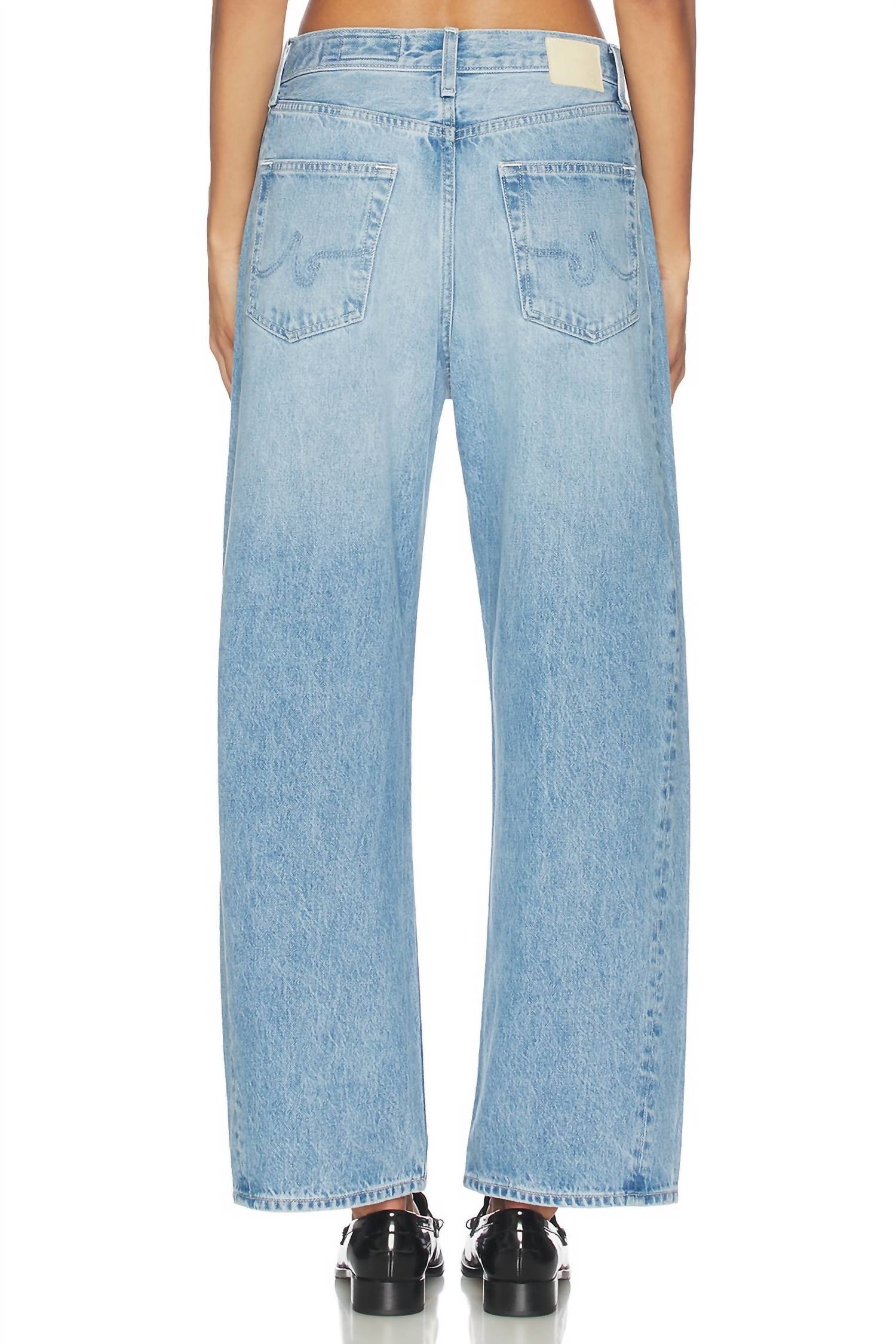 AG Jeans Hattie High Rise Barrel Jeans in blueprint - women's jeans - detail view