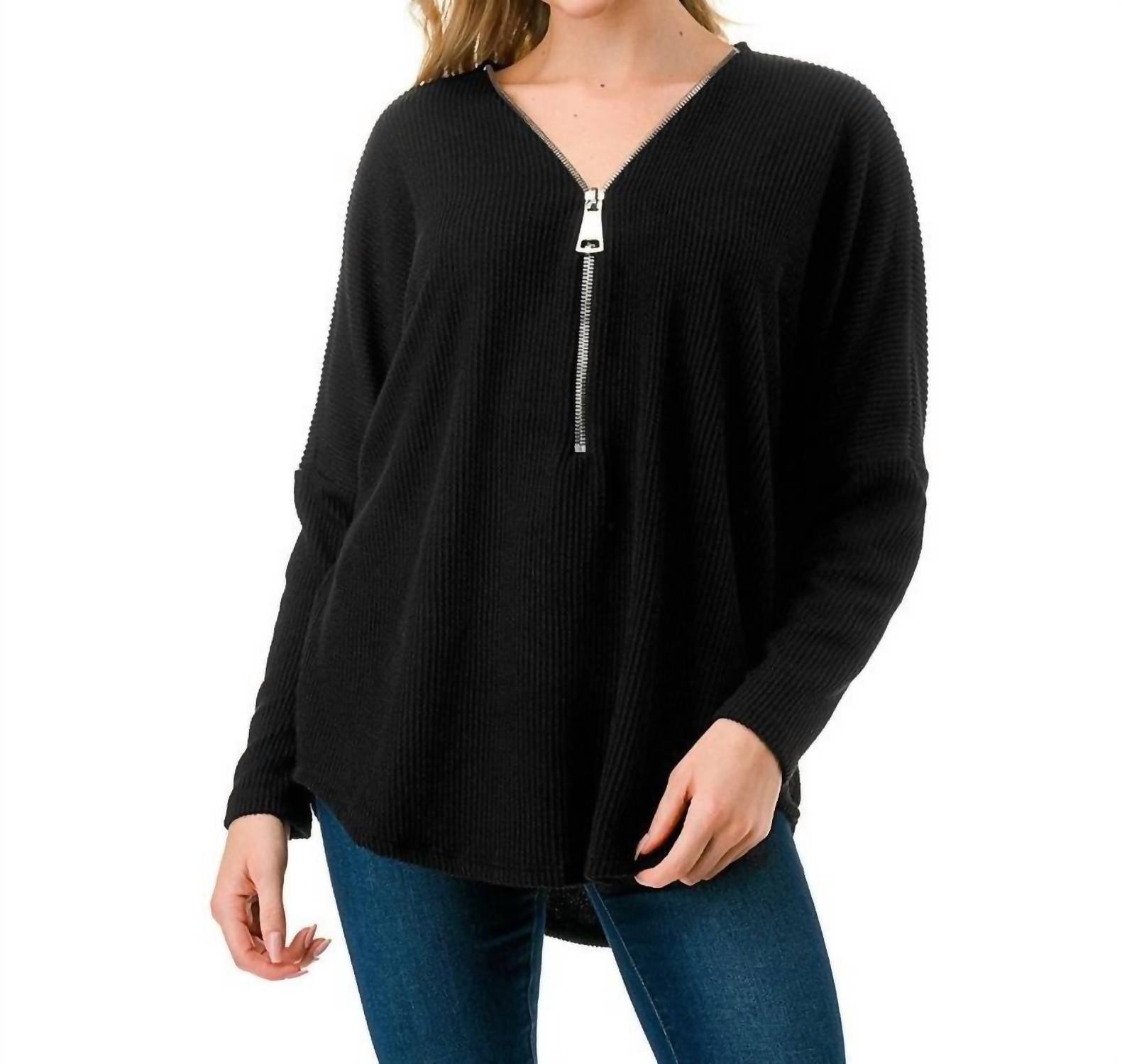 Ariella - DOLMAN SLEEVE ZIPPER TOP