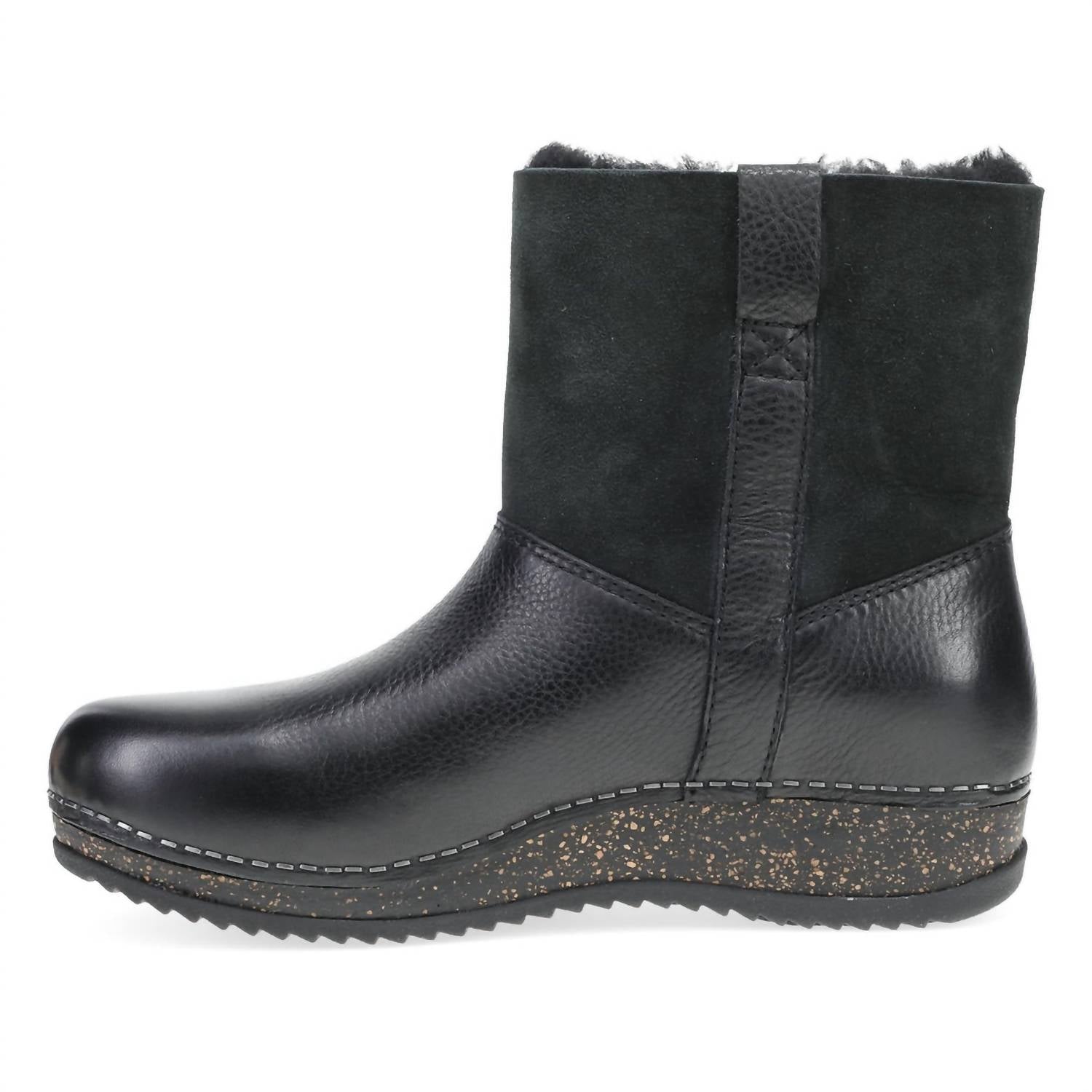 dansko Women's Mckenzie Waxy Milled Boots in black - women's shoe - detail view