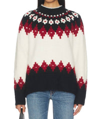 PISTOLA Astrid Pullover Sweater in white oxblood fair isle - women's sweater