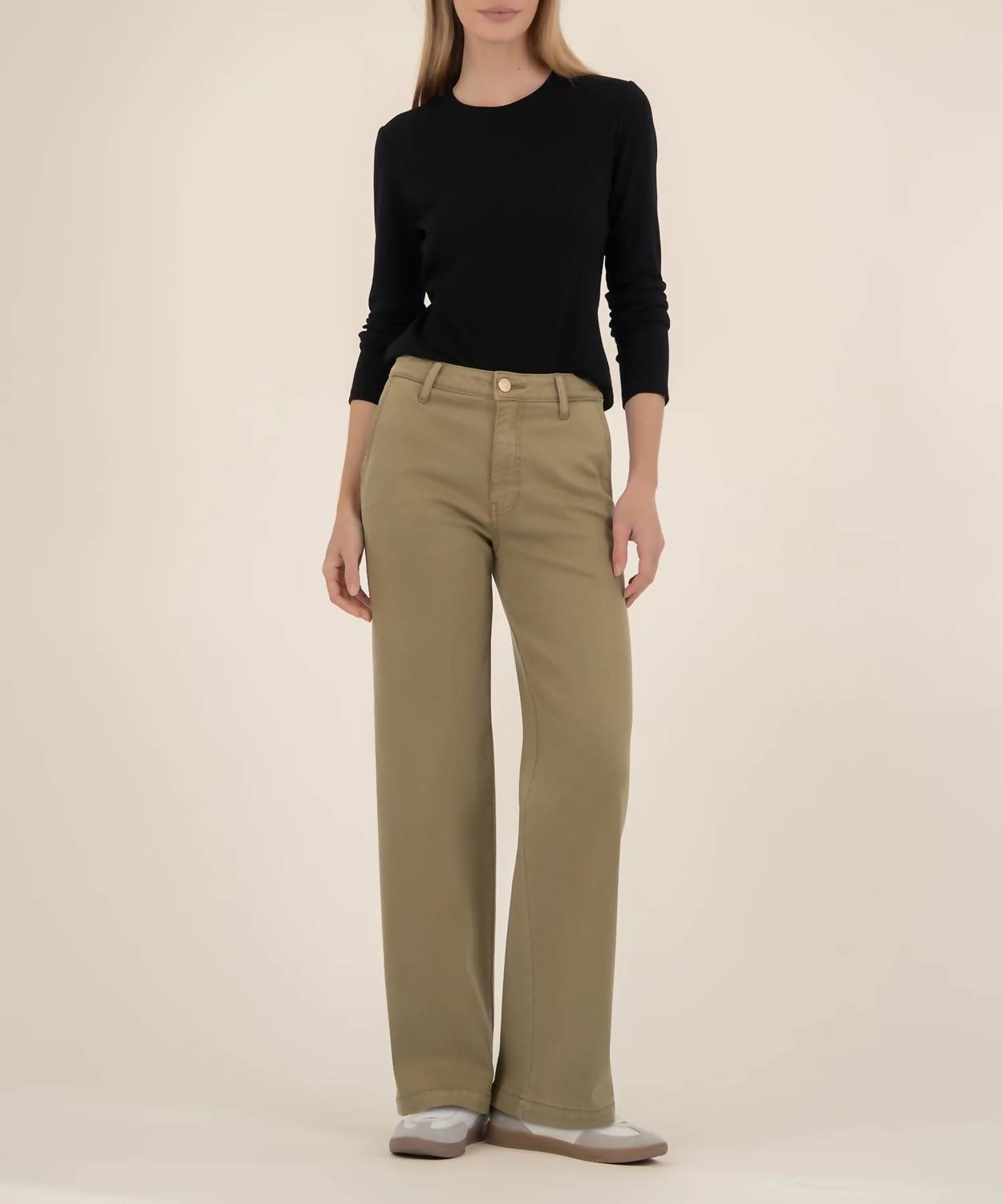 KUT FROM THE KLOTH Miller High Rise Straight Leg Pants in palm leaf - women's pants