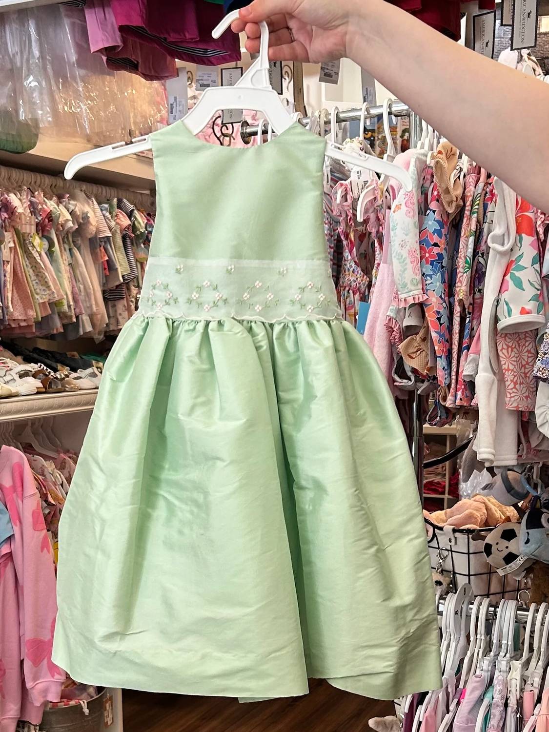 Susanne Lively - Girl's Faux Silk Dress With Floral Sash