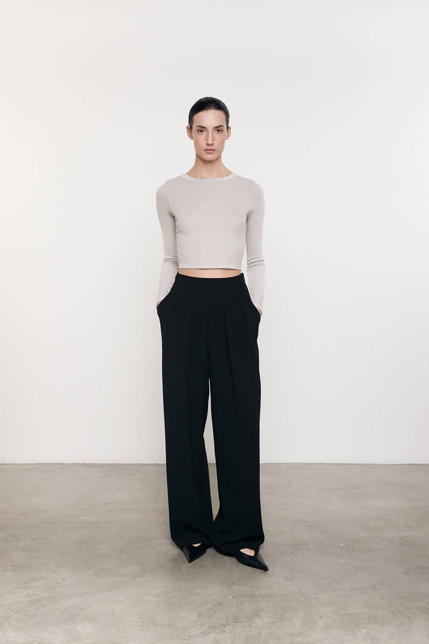 Enza Costa - SILK KNIT LONG SLEEVE TUCK TOP