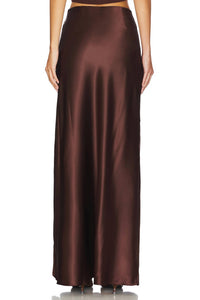 line and dot Dalton Satin Skirt in chocolate - women's skirt - alternate view