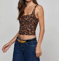 L'Agence - Rasha Shirred Square Neck Tank Top
