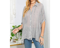 Young Threads - Kimono-inspired Dolman Sleeve Western Blouse