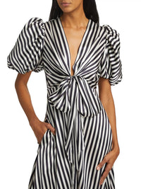 Silvia Tcherassi - Stripe Wrap Silk Tie Midi Dress