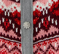 Oui Fair Isle Sweater Top in grey red - women's sweater - alternate view