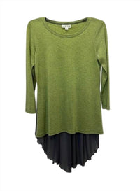 Cousin Earl Women Hilo Scoop Neck Tunic in lime with gray - women's shirt