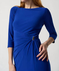 Joseph Ribkoff Silky Knit Sheath Dress With Ornament Detail in royal sapphire - women's dress - view 4