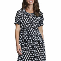 Apny - Short Sleeve Top With Ruched Neck