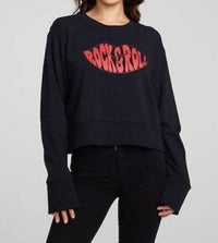 Chaser Rock and Roll Lips Tee in black and red - women's sweater