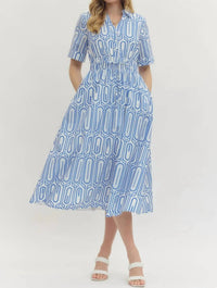 Entro - Geometric Print Midi Dress