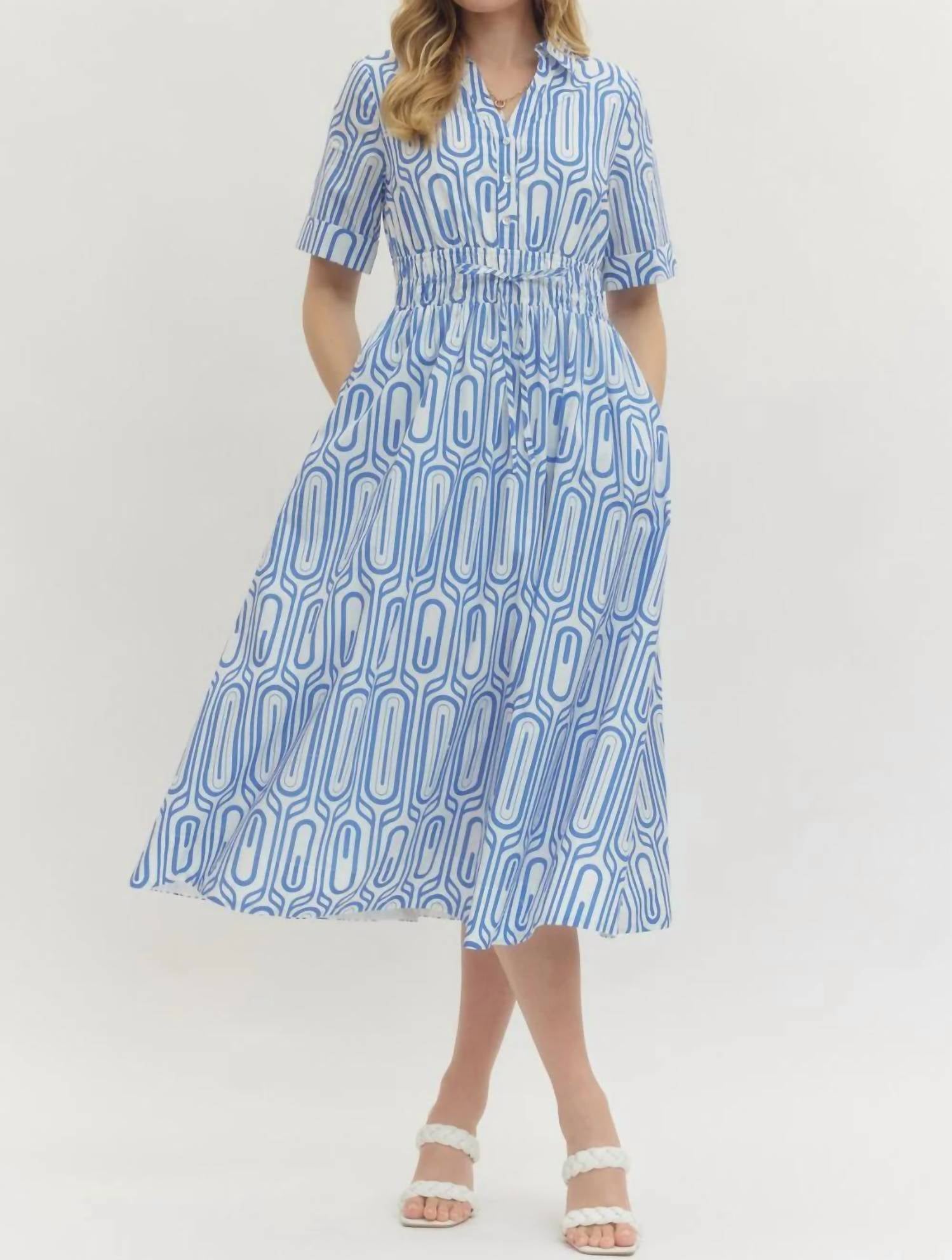 Entro - Geometric Print Midi Dress