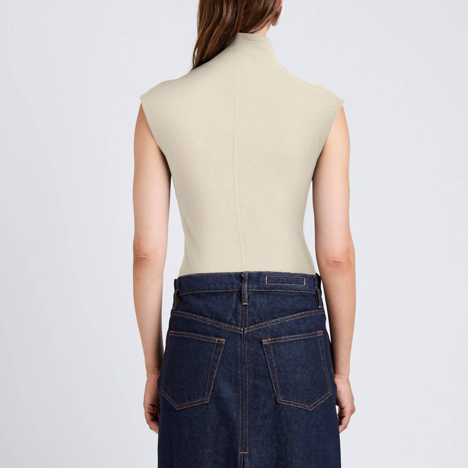 Proenza Schouler Zane Funnel-neck Top in oat melange - women's shirt - alternate view