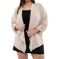 Perch - 3/4 Rouched Sleeve Blazer - Plus