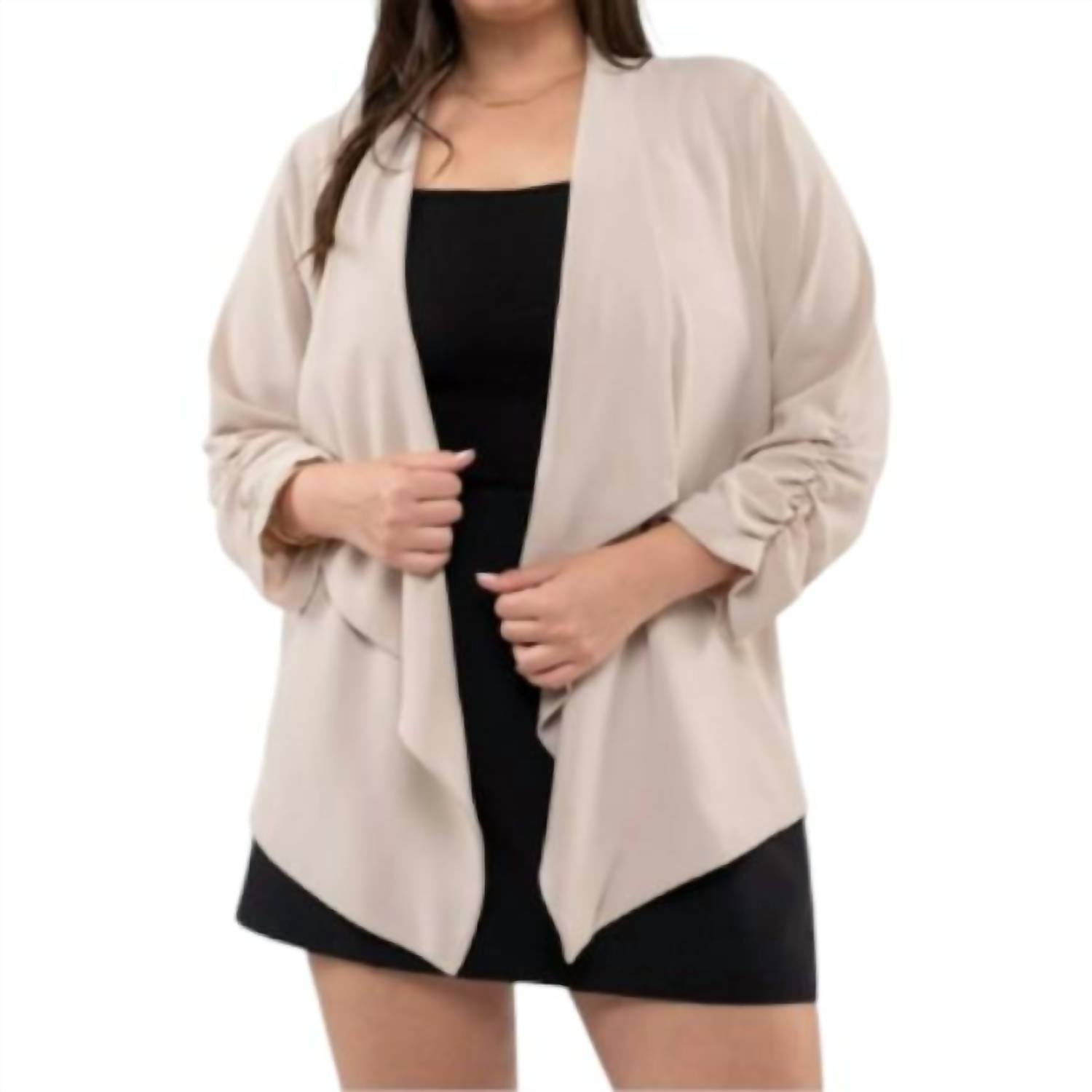 Perch - 3/4 Rouched Sleeve Blazer - Plus