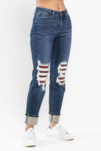Judy Blue - Buffalo Plaid Boyfriend Jeans