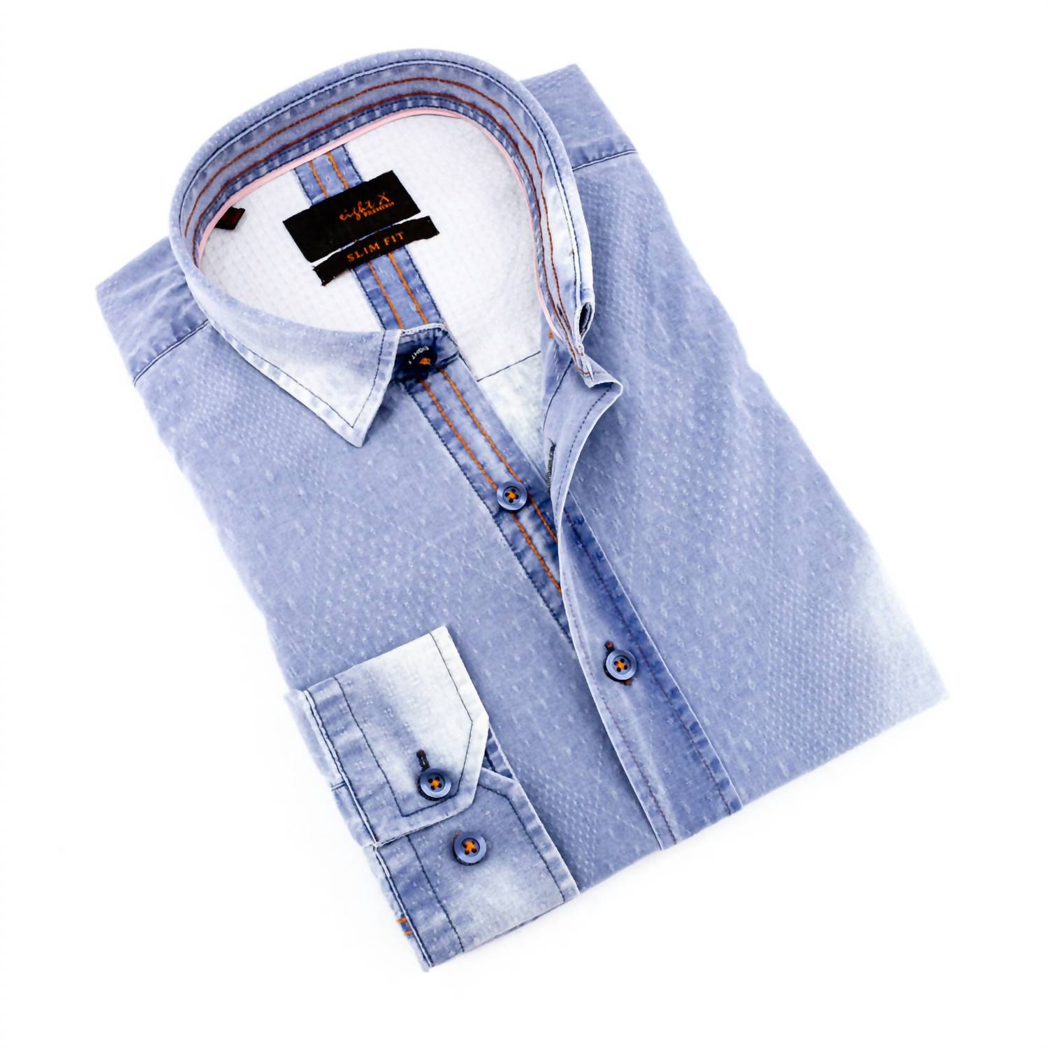 Eight X - Pattern Denim Jacquard Button Down Shirt