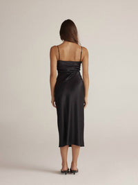 current air The Selene Silk Slip Dress in black - women's dress - alternate view