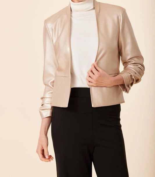 Dolce Cabo - Metallic Vegan Ruched Sleeve Blazer