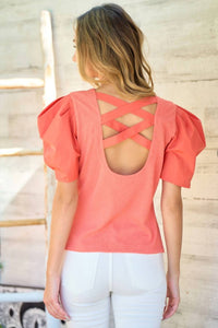 Hailey & Co - Criss Cross Back Short Sleeve Top