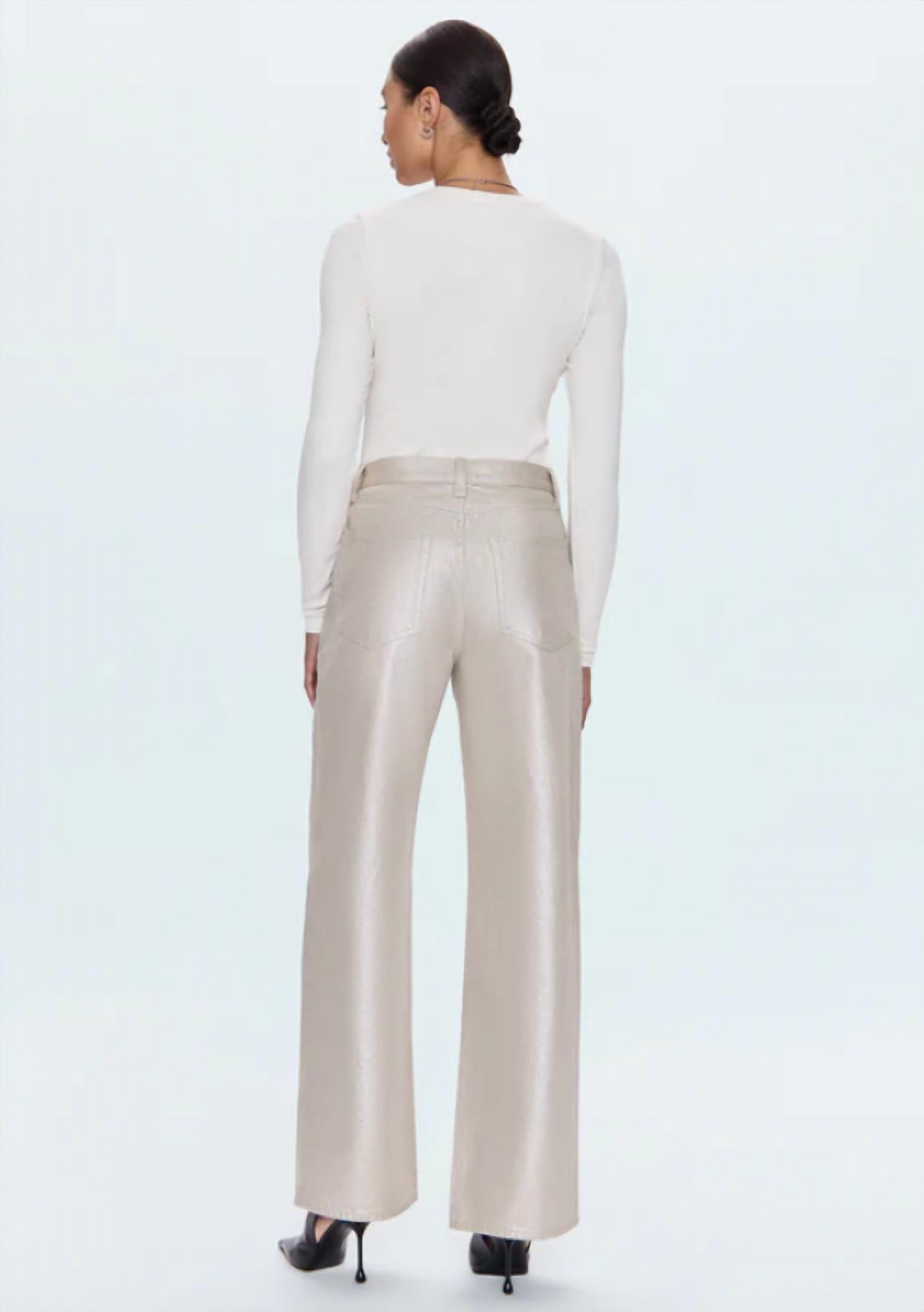 PISTOLA Tate High Rise Bowed Wide Leg Jeans in champagne - women's jeans - detail view