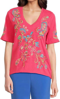 Johnny Was - Raw Hem V-neck Tee