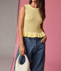 Papermoon - Open Knit Peplum Top