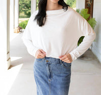 mystree Cowl Neck Luxe Blouse in white - women's blouse - detail view