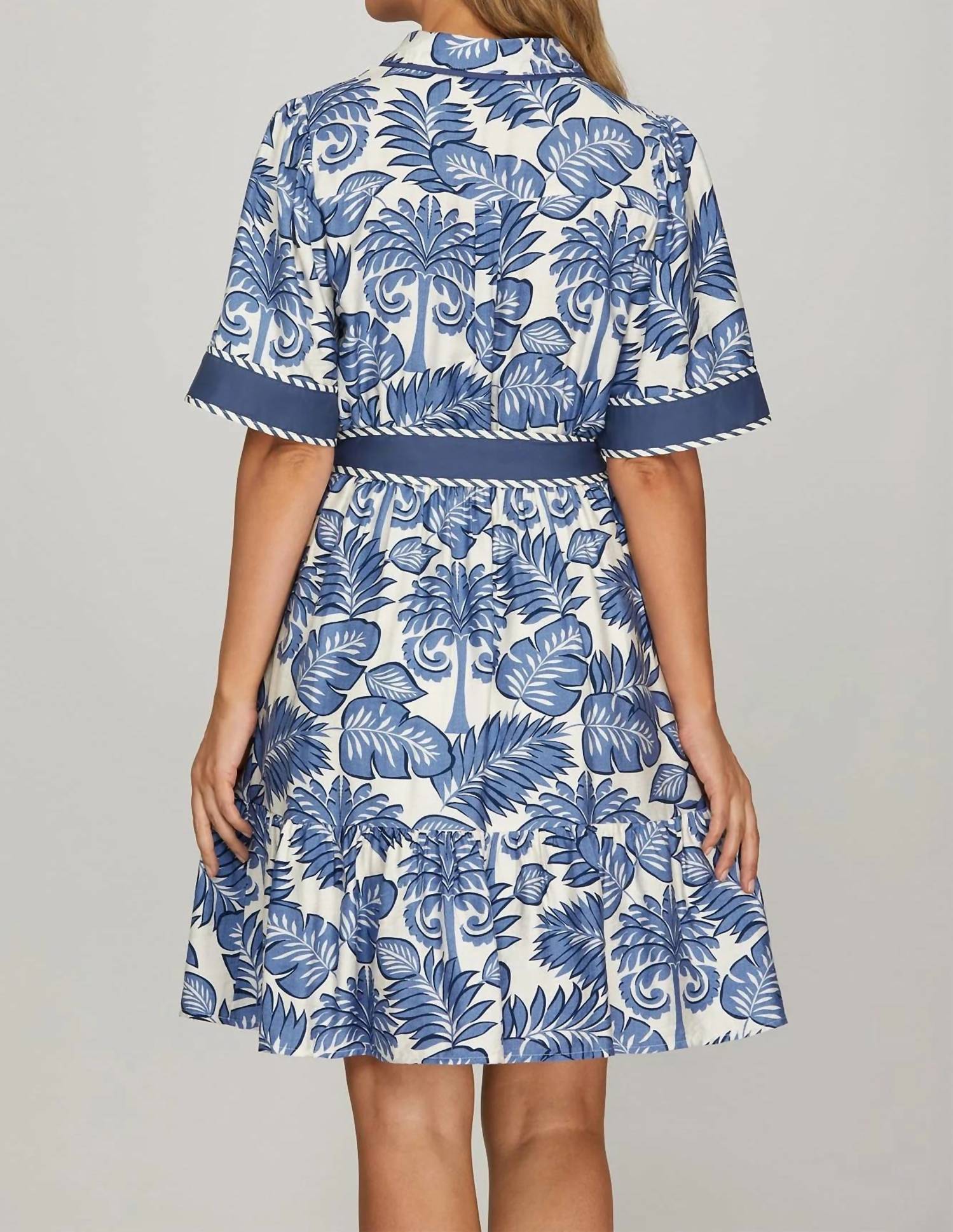 She + Sky - Half Sleeve Button Down Print Dress