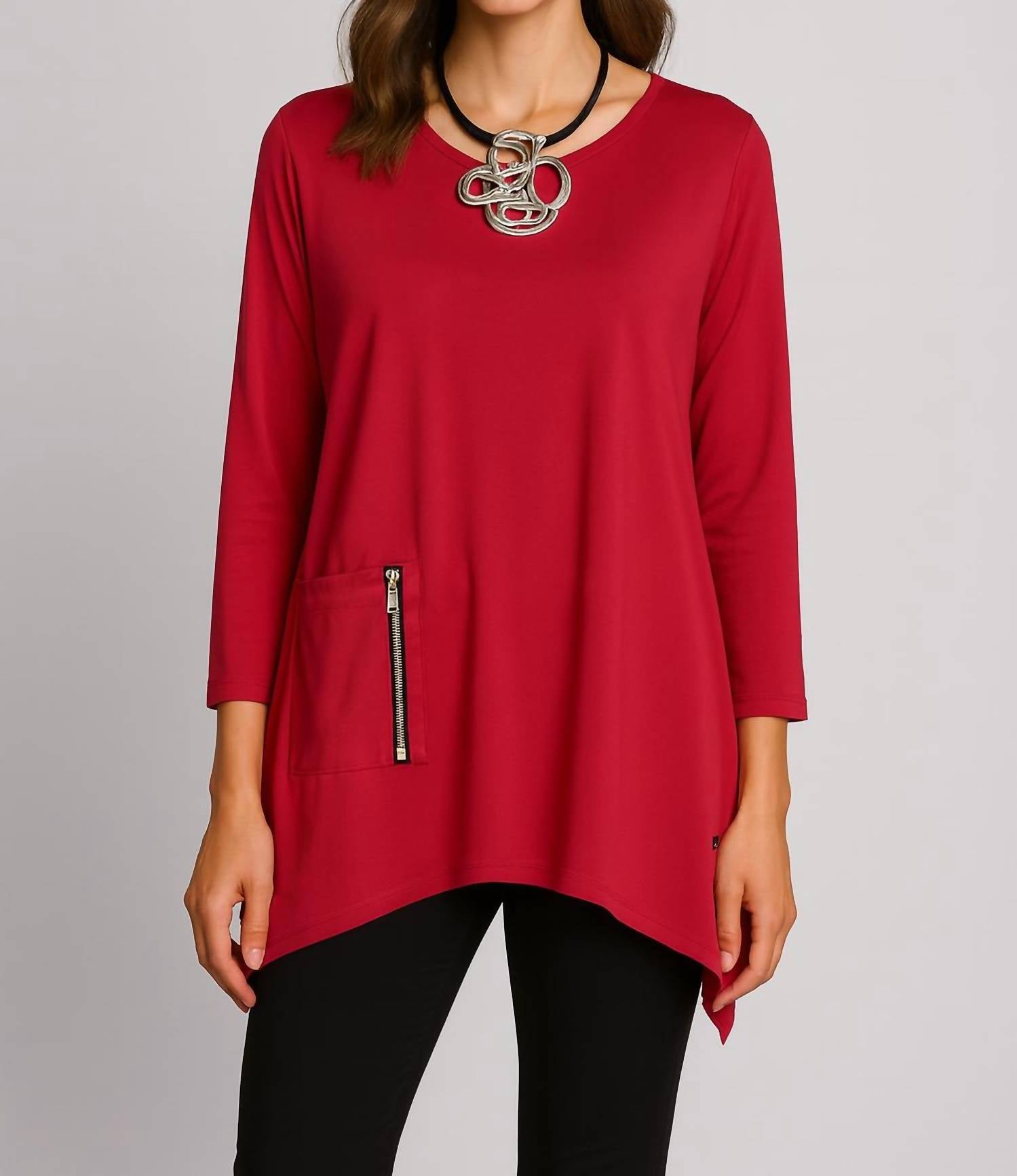 By Jj - Zipper Pocket Tunic Top