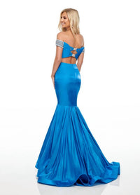Rachel Allan - Luster Satin Off-shoulder Mermaid Gown