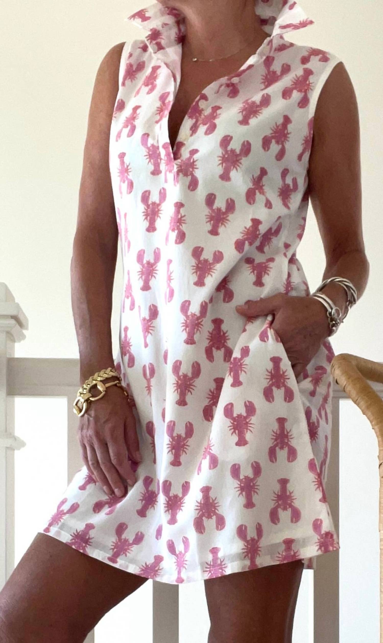 Pink Pineapple - Sconset Lobster Print Dress