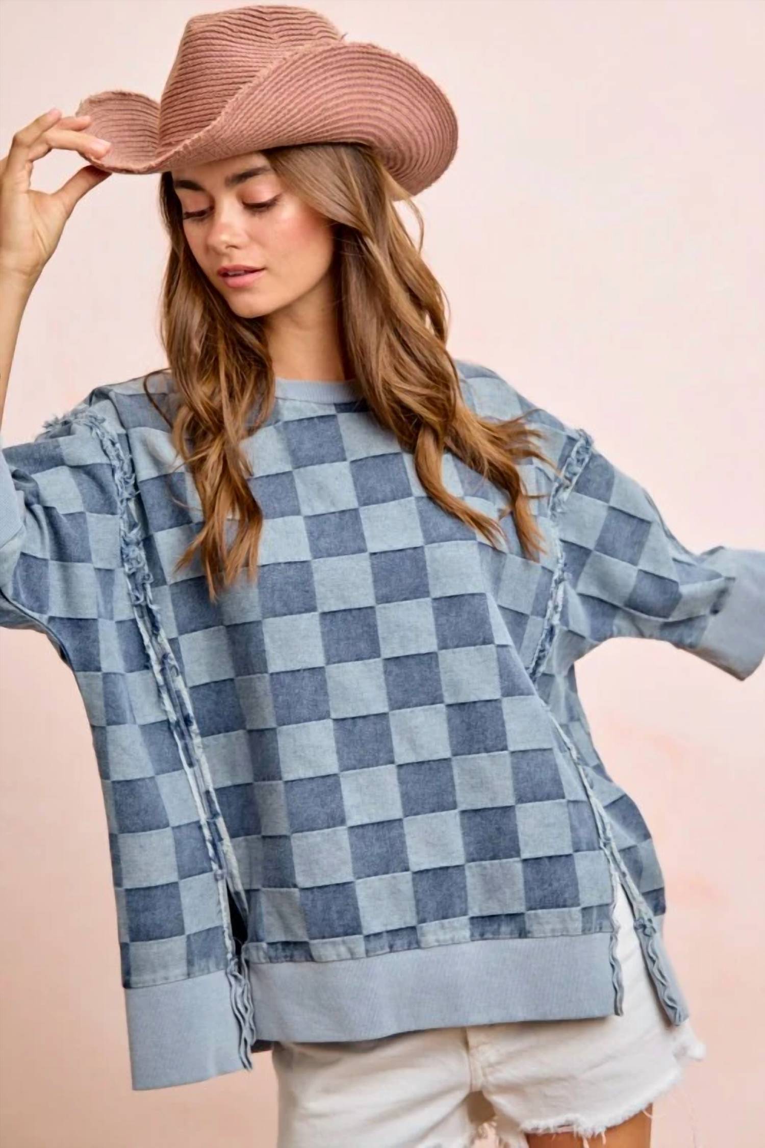 Bibi - Open Seam Detail Short Sleeve Top