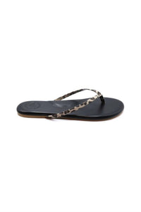 solei sea Women's Indie Flip Flop Sandal in black leopard - women's sandal - detail view