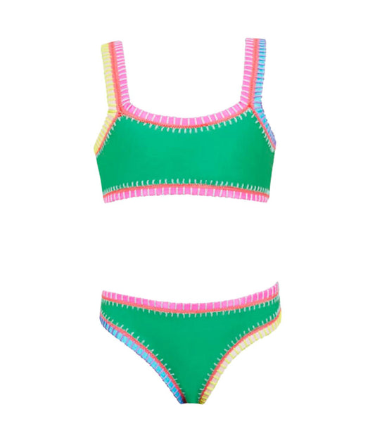 Pq Swim - Girl's Sporty Rainbow Embroidered Bikini