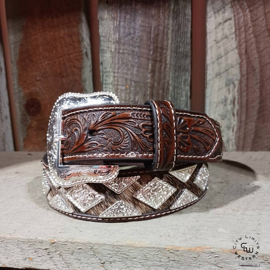 Nocona Boots - Men's Diamond Shape Cowhide Concho Belt
