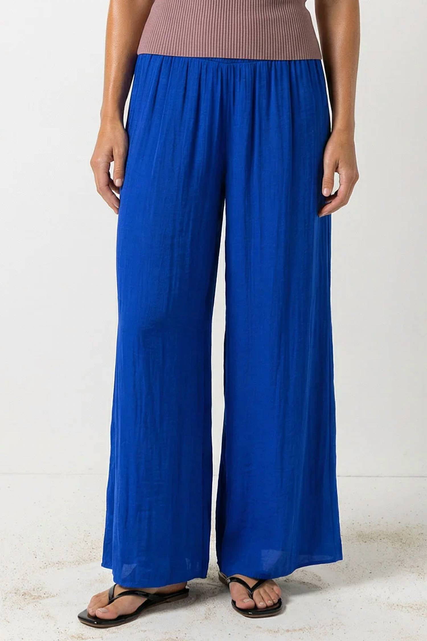 Naked Zebra - Women's Smocked Waist Wide Leg Pant