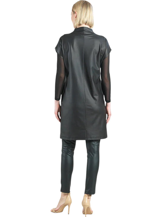 Clara Sunwoo - Liquid Leather High Neck Tunic Pocket Dress