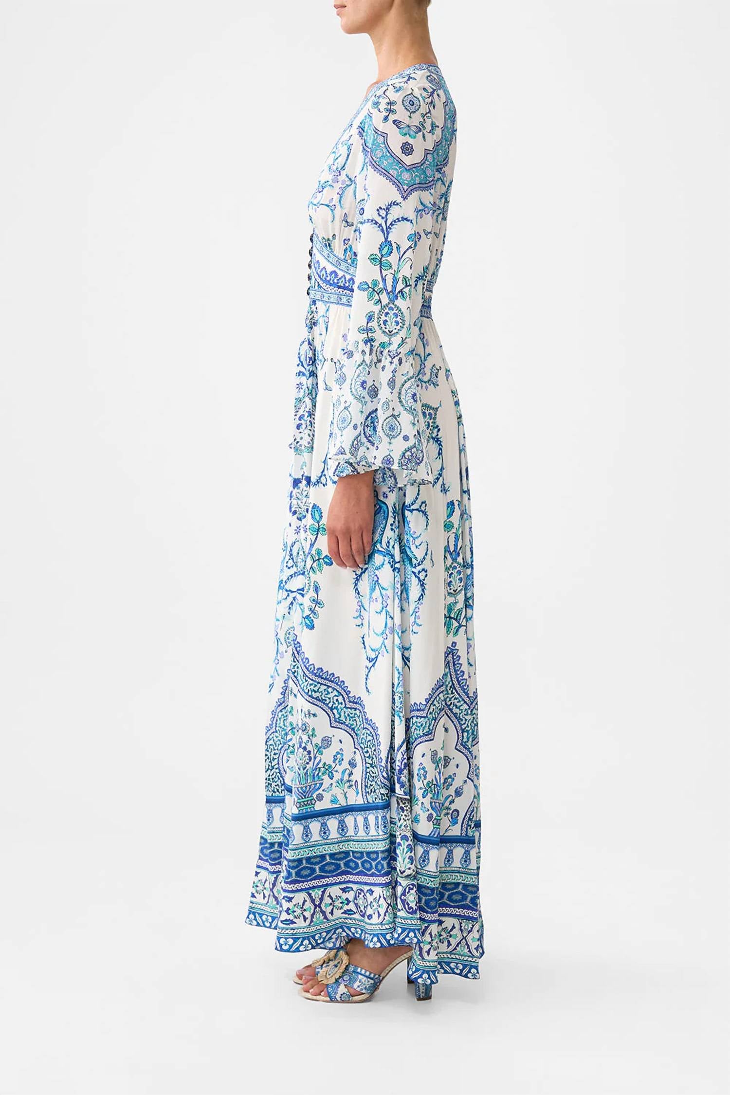 Camilla - Shaped Waistband Dress With Ruffle Sleeve