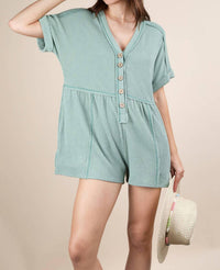 Very J - Two Tone Ribbed Knit Comfy Casual Romper