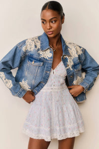 Loveshackfancy - Amana Lace Patchwork Denim Jacket